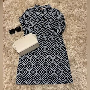 💙✨New Jude Connally Susanna Garden Lattice Blue and White Long Sleeve Dress💙✨